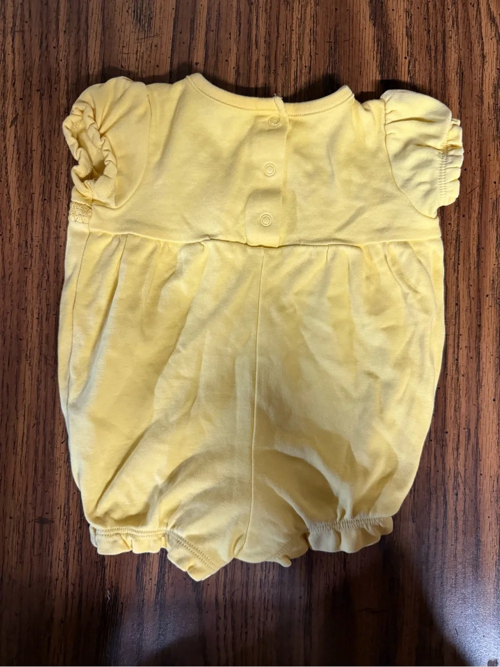 Vintage Gymboree Yellow Bubble Romper with Pink Flower Accent